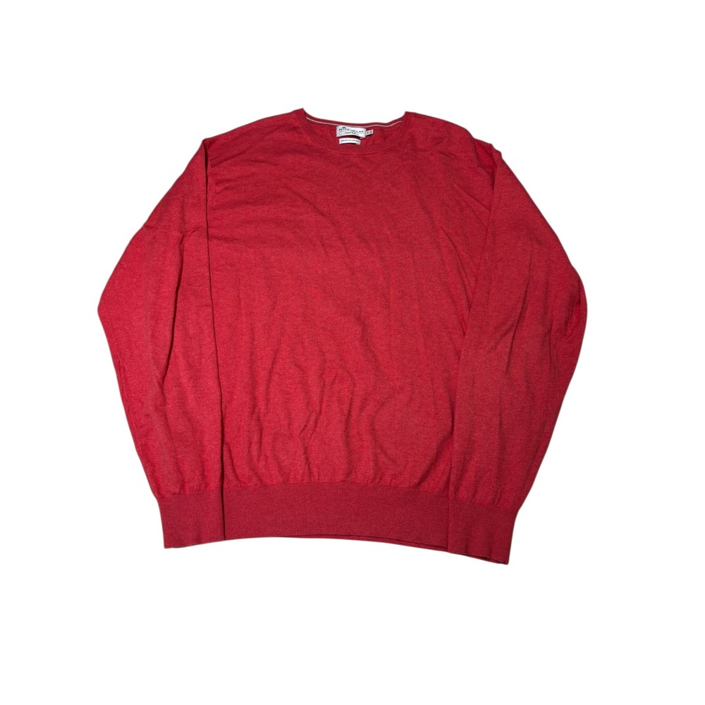 Peter Millar Crown Soft Mens Red Cotton Silk Crewneck Sweater Size L